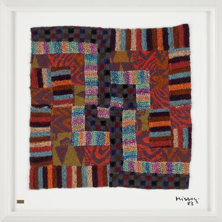OTTAVIO MISSONI, multipel, textil på plexiglas, signerad och numrerad 13/25, daterad -83.