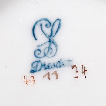 SKÅL, porslin, rokokostil, Dresden.