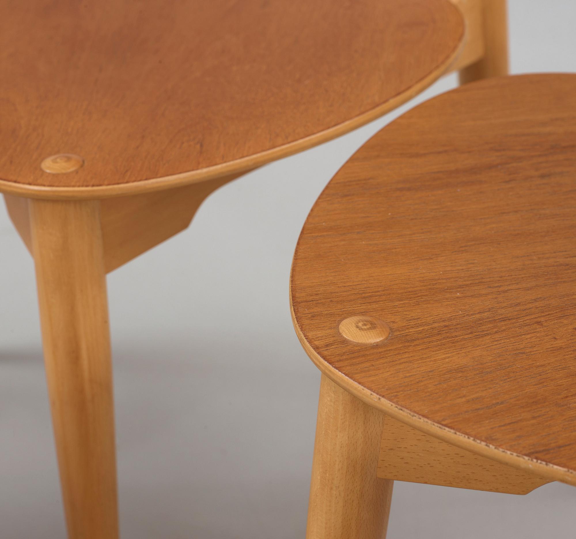 HANS J WEGNER, matgrupp, 6 st "Hjertestolen" och bord, Fritz Hansen, Danmark ca 1963.