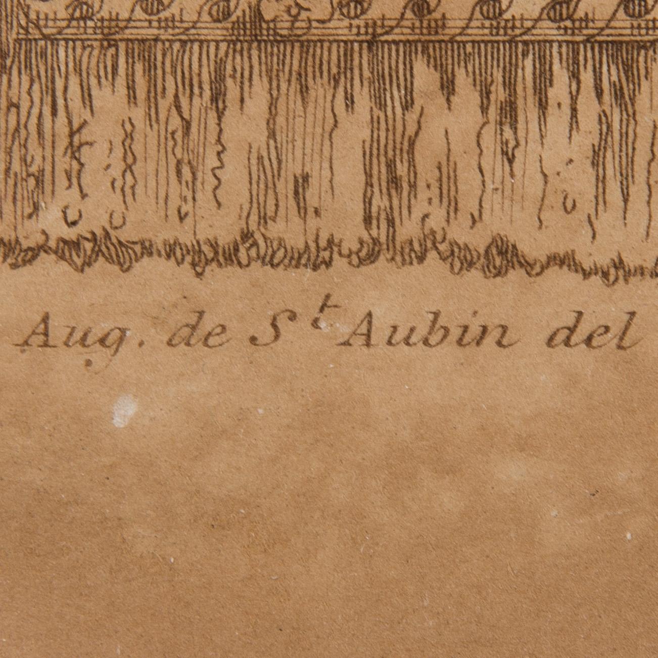 AUGUSTIN DE SAINT-AUBIN, efter, 2 st handkolorerade etsningar, L. Provost, 1800-tal.