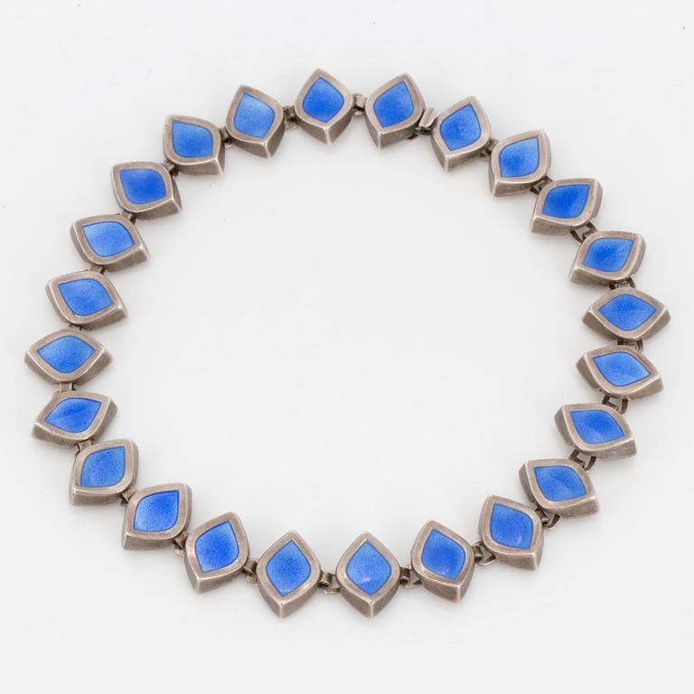 NECKLACE, Atelier Borgila, silver and blue enamel.