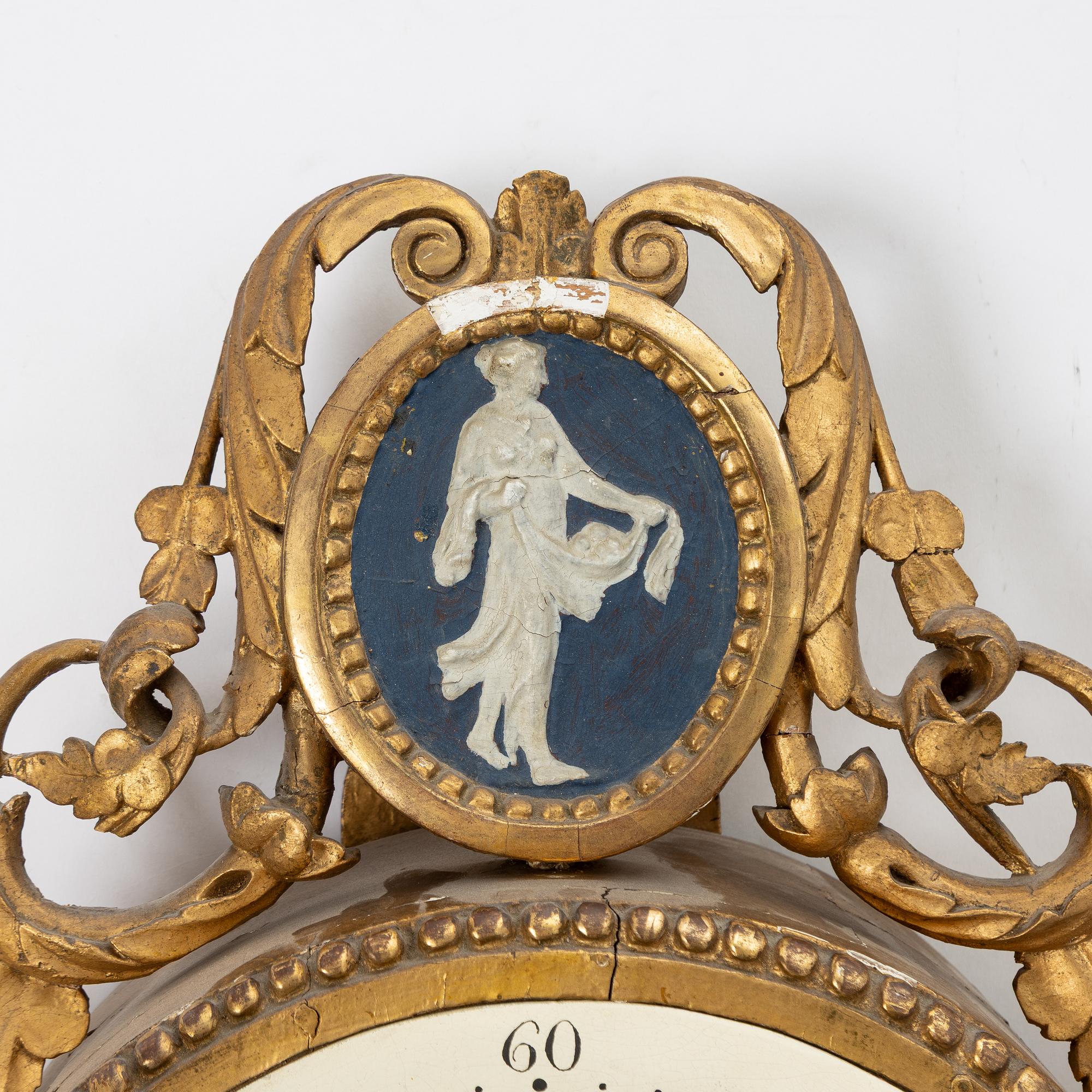A late Gustavian wall clock by Per Henrik Beurling (master in Stockholm 1783-1806).
