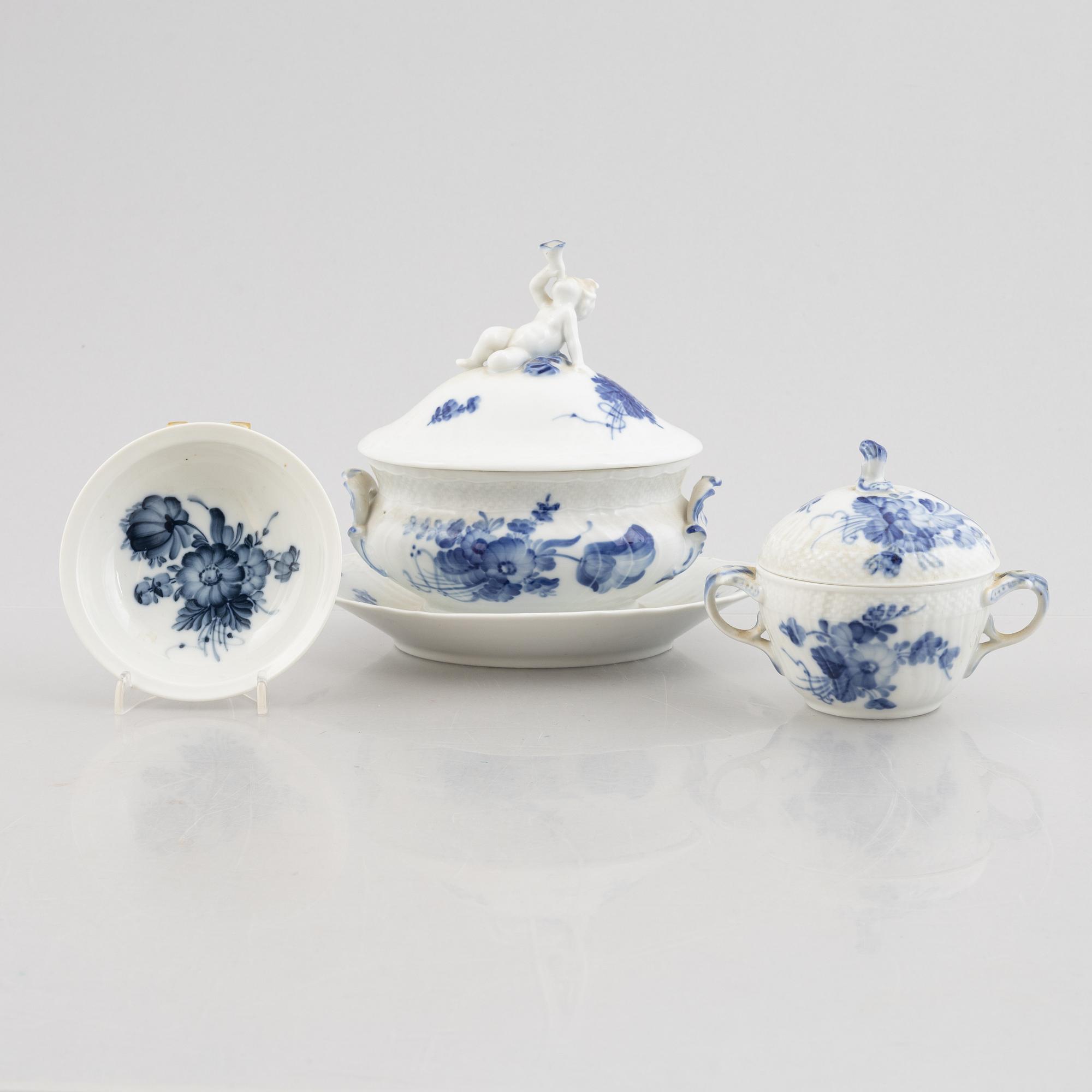 Royal Copenhagen, three pieces of "Blur Flower" porcelain, Denmark.