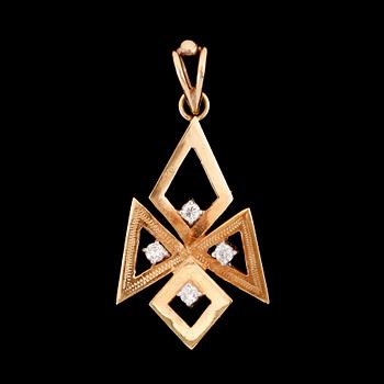 HÄNGE, 18 k, guld, med 4 briljantslipade diamanter ca 0.08 ct.