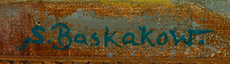 OKÄND KONSTNÄR, olja på duk, signerad S Baskakow.