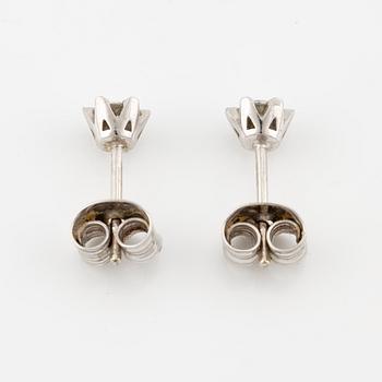 Earrings, a pair, 18K white gold with small brilliant-cut diamonds.