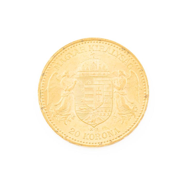 Gold coin, Hungary, 20 Korona, 1892.