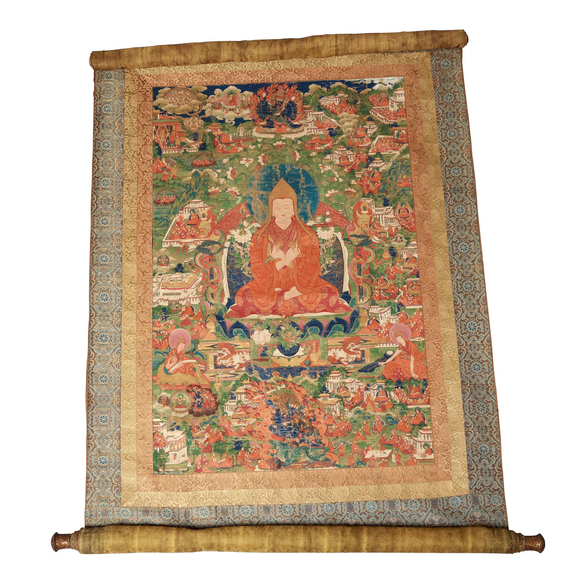 A fine thangka portraying Tsong Khapa, Tibet, 18th/early 19th century.
