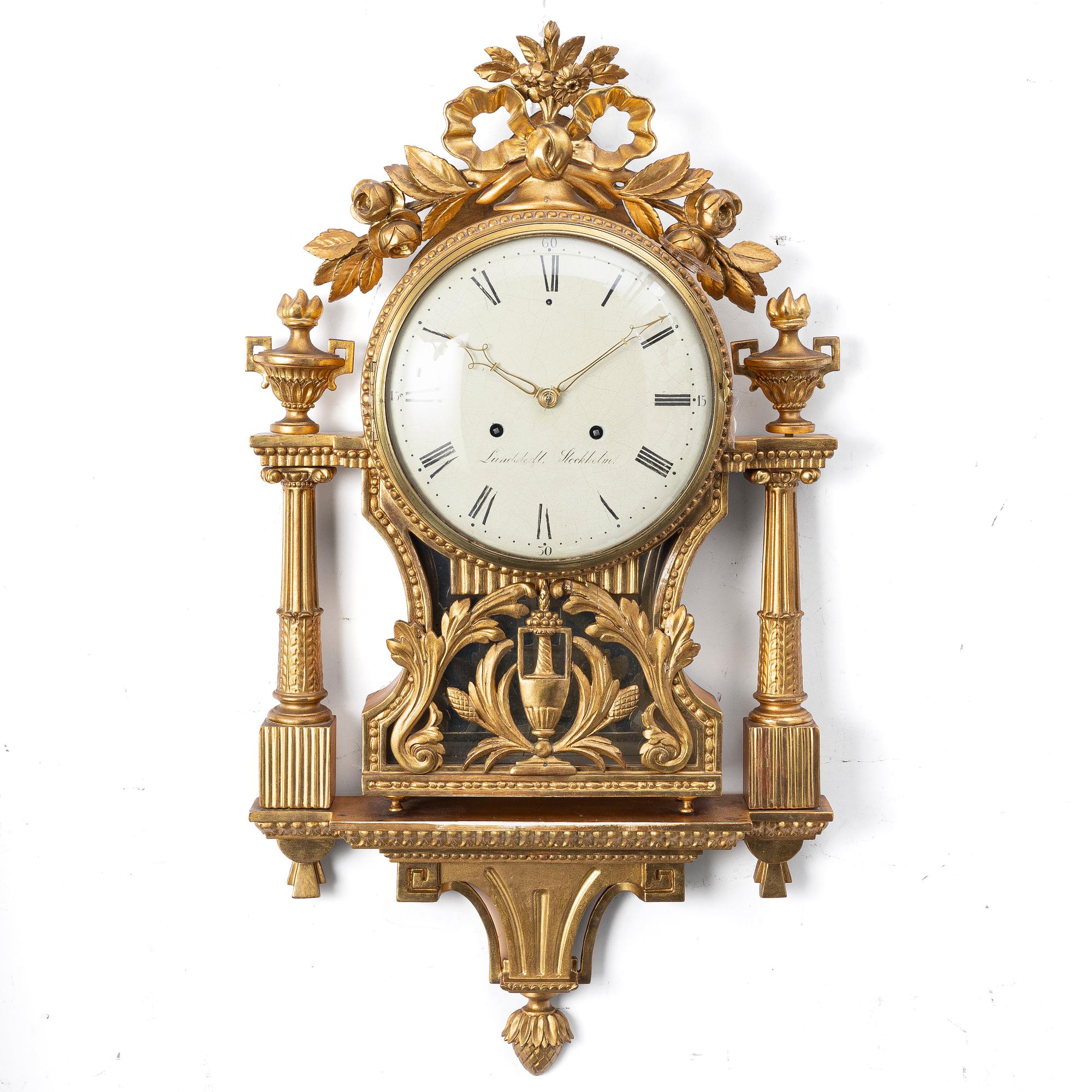 A Late Gustavian Wall clock, by Anders Lundstedt (watchmaker in Stockholm 1786–1820).