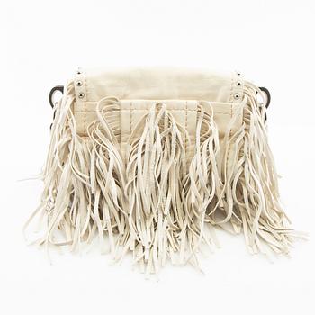 Prada, Väska "Cream Vitello Shine Leather Fringe Shoulder Bag".