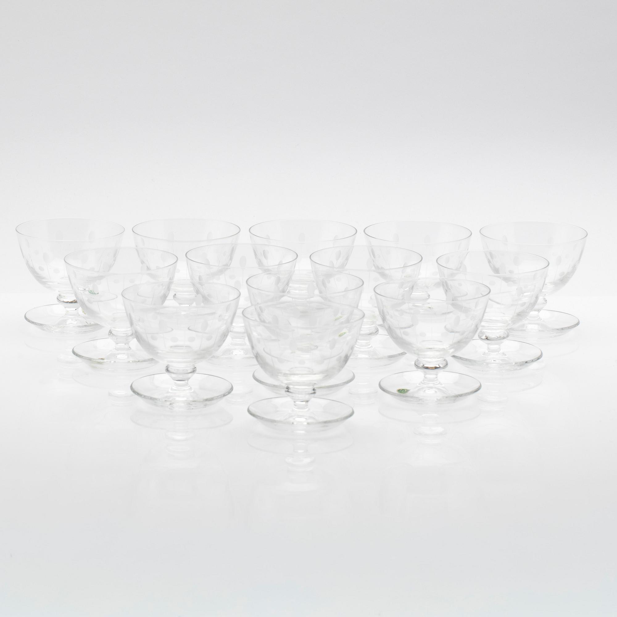 Cup glass 13 pieces, AB Samuelssons Glas Kosta 1950s-60s.