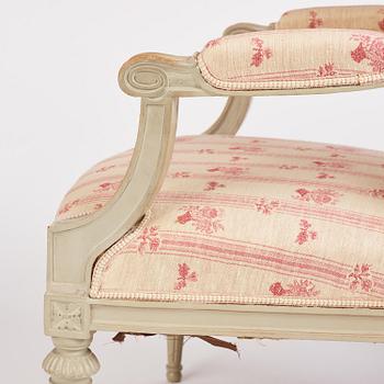 A pair of Gustavian open armchairs, Stockholm, late 18th century.