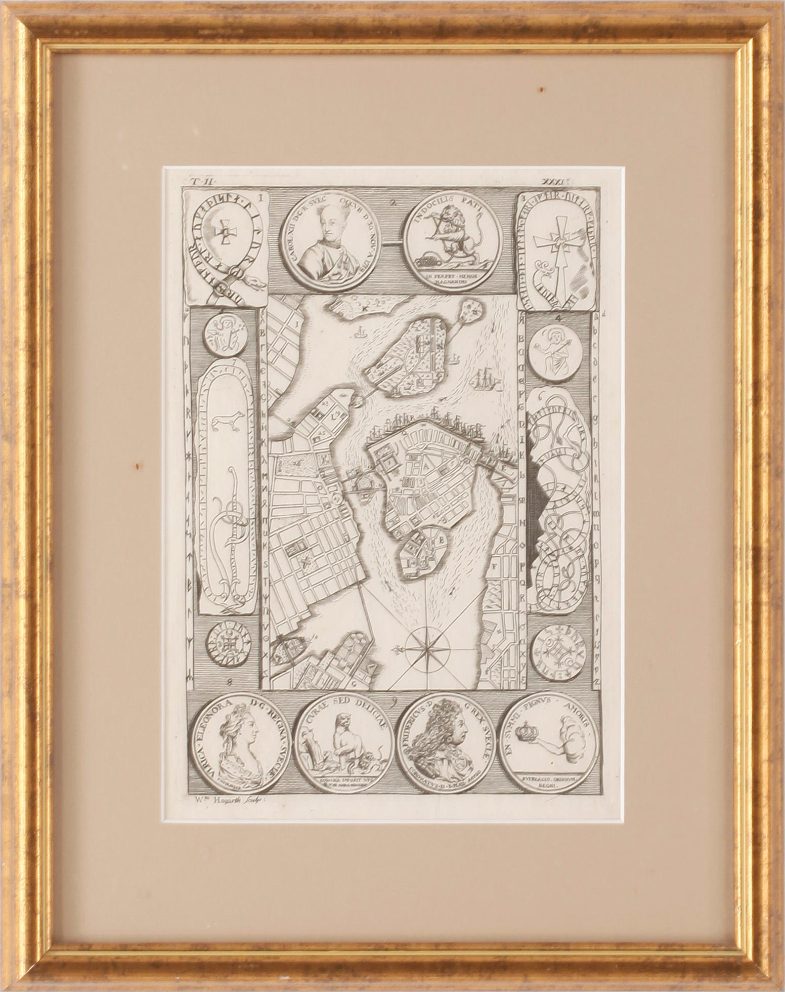 WILLIAM HOGARTH, karta, gravyr, Stockholm, 1723-24.