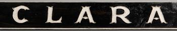 Namnskylt för båt "Clara" 1900-tal.
