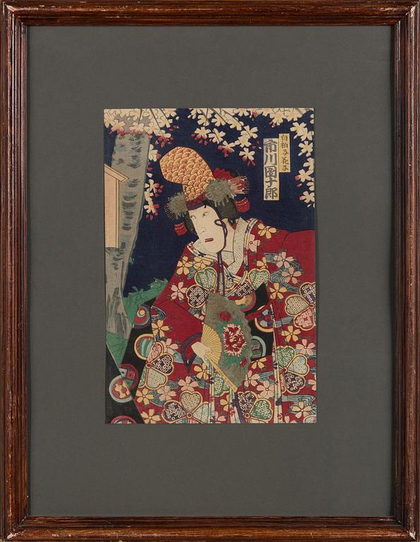Utagawa Kunisada (Toyokuni III), Utagawa Kunisada, six woodblock prints, Kabuki actors.