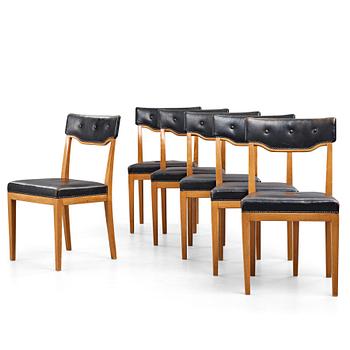 HAKON AHLBERG & AXEL LARSSON, a set of six beech chairs, Nordiska Kompaniet, Sweden 1930's/40's.