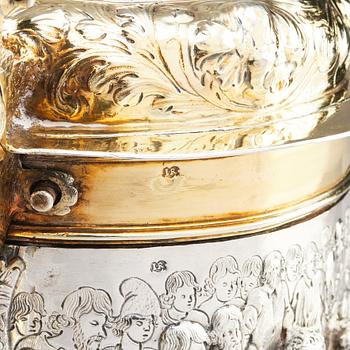 A Baroque German parcel-gilt silver tankard, mark of Johann Rohde II (1684-1726), Danzig, circa 1690.