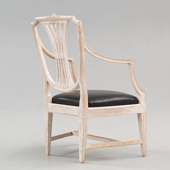 A Gustavian armchair by J E Höglander, master 1777.