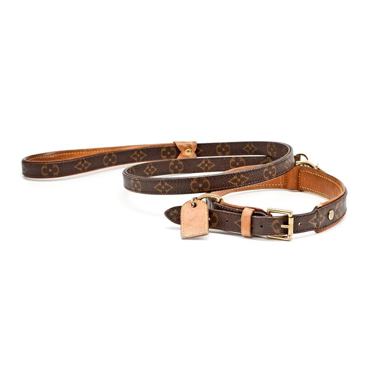 LOUIS VUITTON, leash and collar, "Baxter Dog Leash MM" and "Baxter Dog Collar".