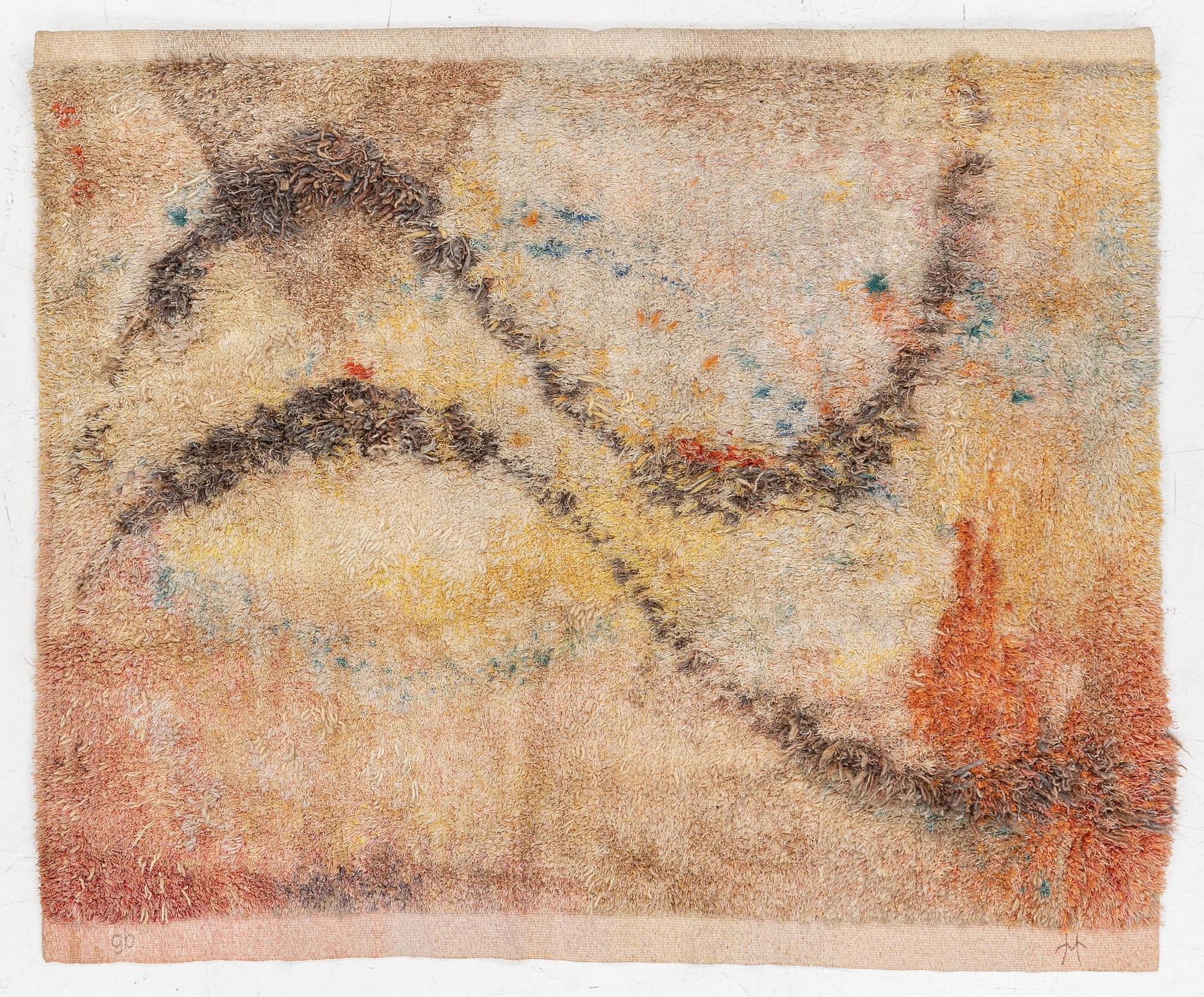 Woven tapestry, "Seidenwandt", rya variant, approx. 145 x 175 cm, Germany, signed B Bernhard.
