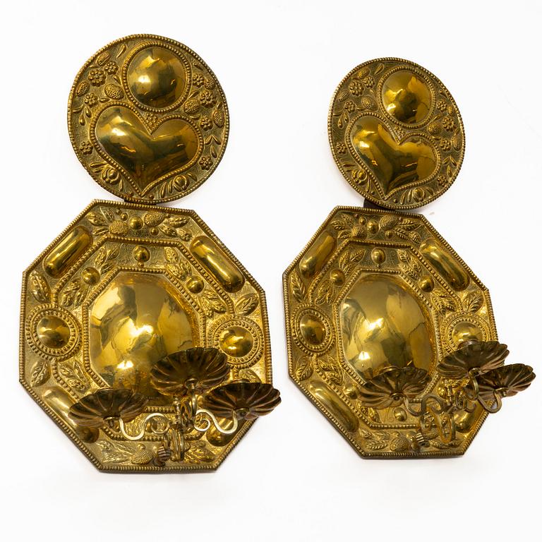A pair of Baroque style sconces, C.Gullholm, Uppsala, Sweden, first half of the 20th century.