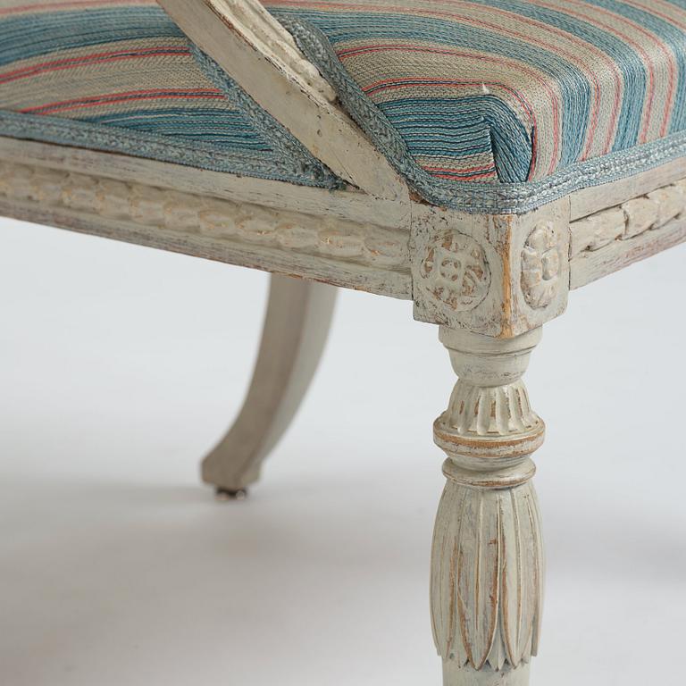 A pair of late Gustavian armchairs from the first half of 19th century.