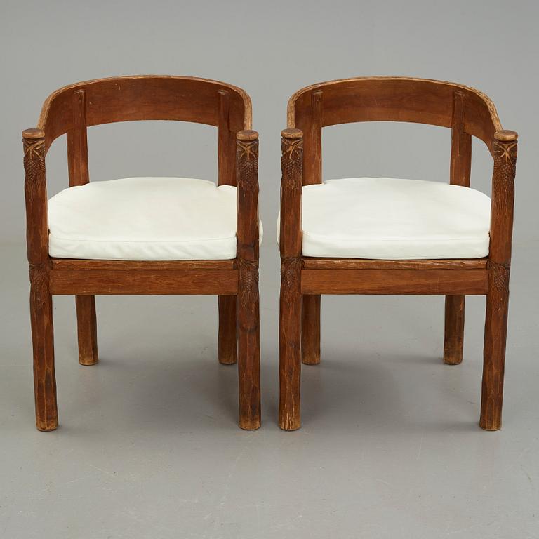 BRÖDERNA ERIKSSON (The Eriksson brothers), attributed to, a pair of stained and carved chairs, Arvika, Art Nouveau,