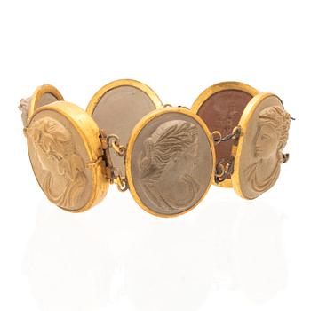 A bracelet set with lava cameos.
