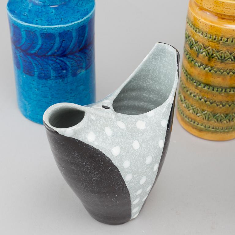 Six glazed ceramic vases, mainly by Bitossy, Italy, third quarter of the 20th century.