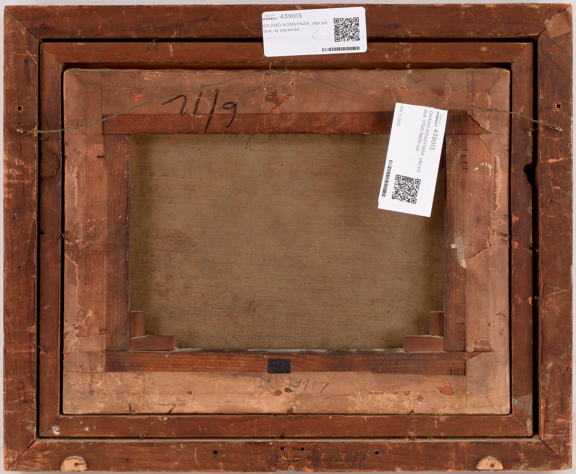 OKÄND KONSTNÄR, olja på duk, 1700/1800-tal.