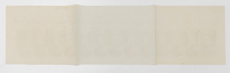 Giovanni Ottaviani, Two doorways and a vertical section from the Raphael Loggias in the Vatican.