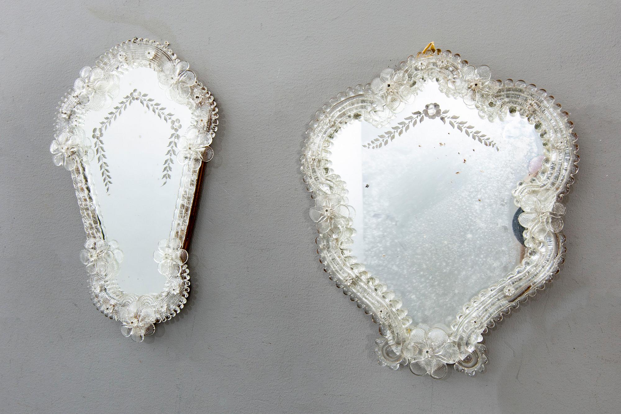 Three mid 20th century mirrors from Murano, Venice Italy.