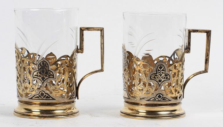 TEGLAS, ett par, silver och glas, Sovjetryssland, 1900-tal.