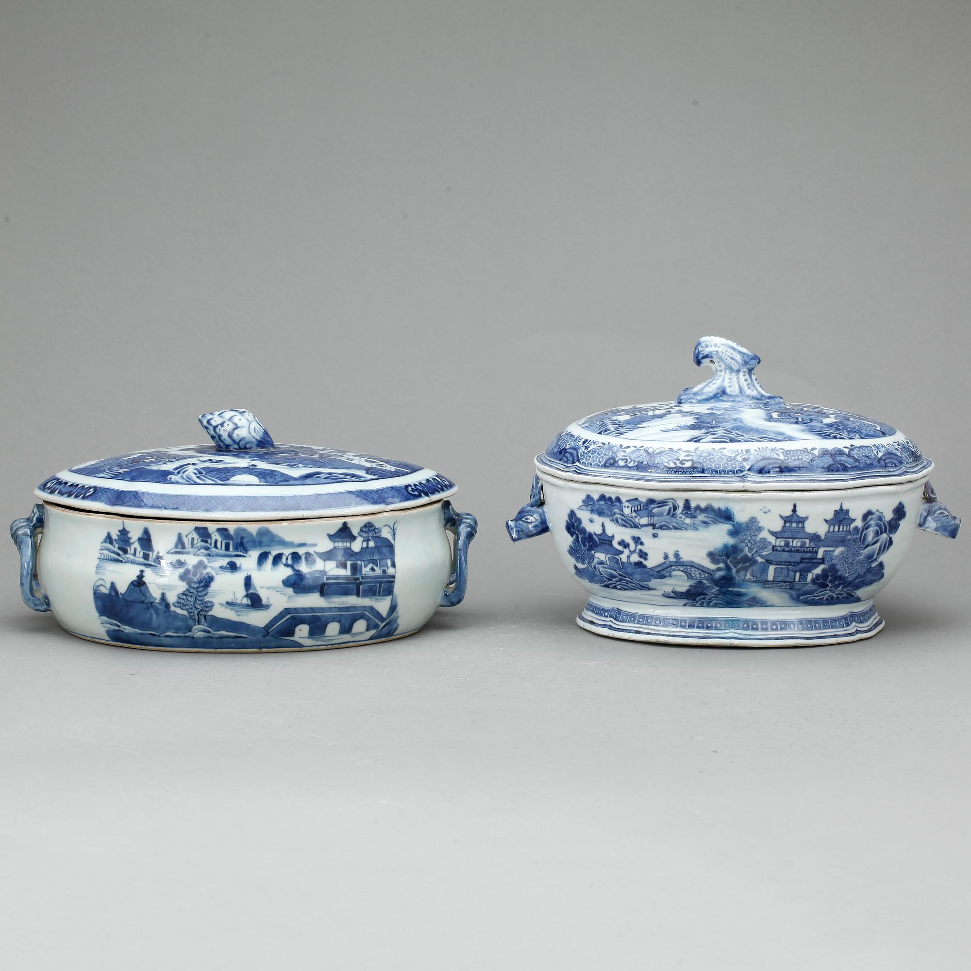 TERRINER, 2 st, porslin, Kina, Qianlong (1936-1795).