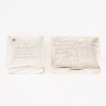 Cigarette cases 2 pcs, silver, CG Hallberg 1925 and 1934.