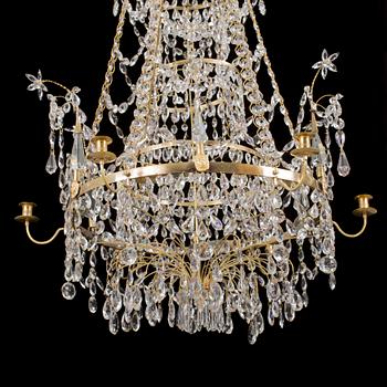 LJUSKRONA, gustaviansk stil (äldre prismor), 1900-tal. Höjd ca 113 cm.