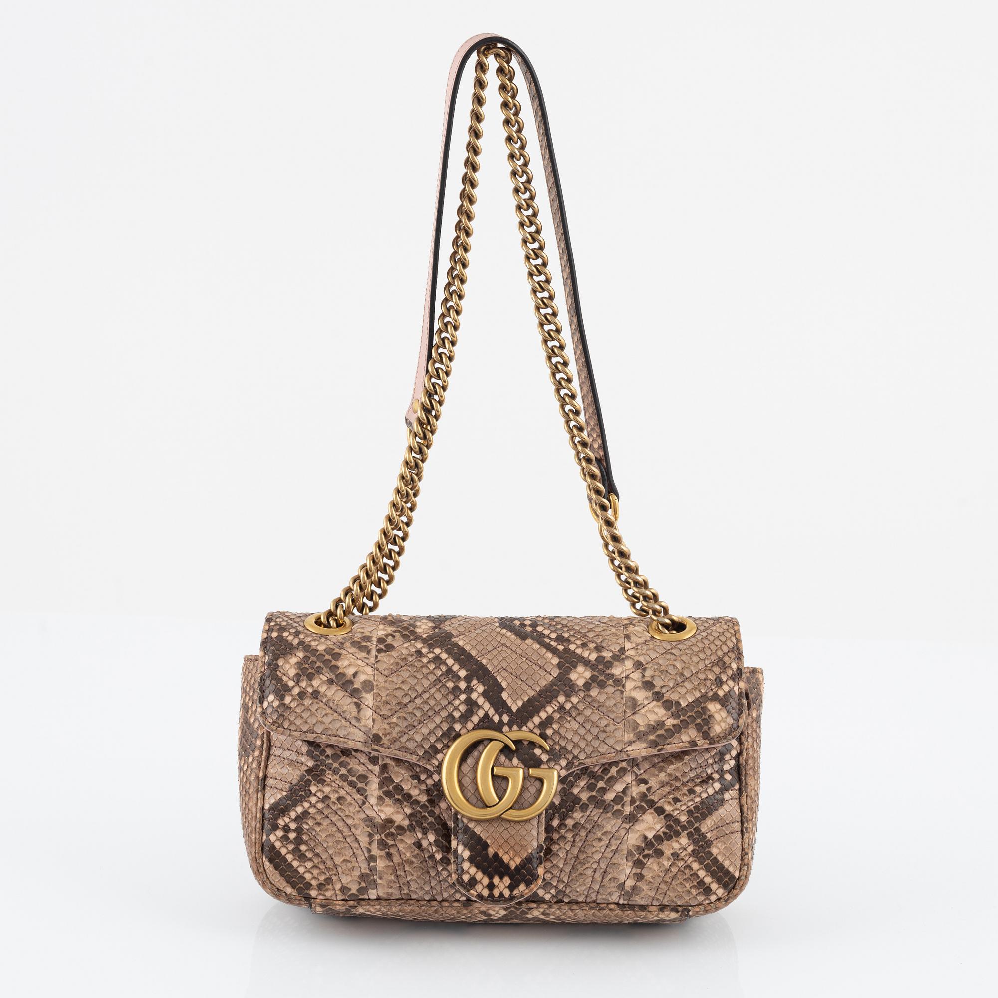 Gucci, a  'Matelassé Python GG Marmont'Shoulder Bag.