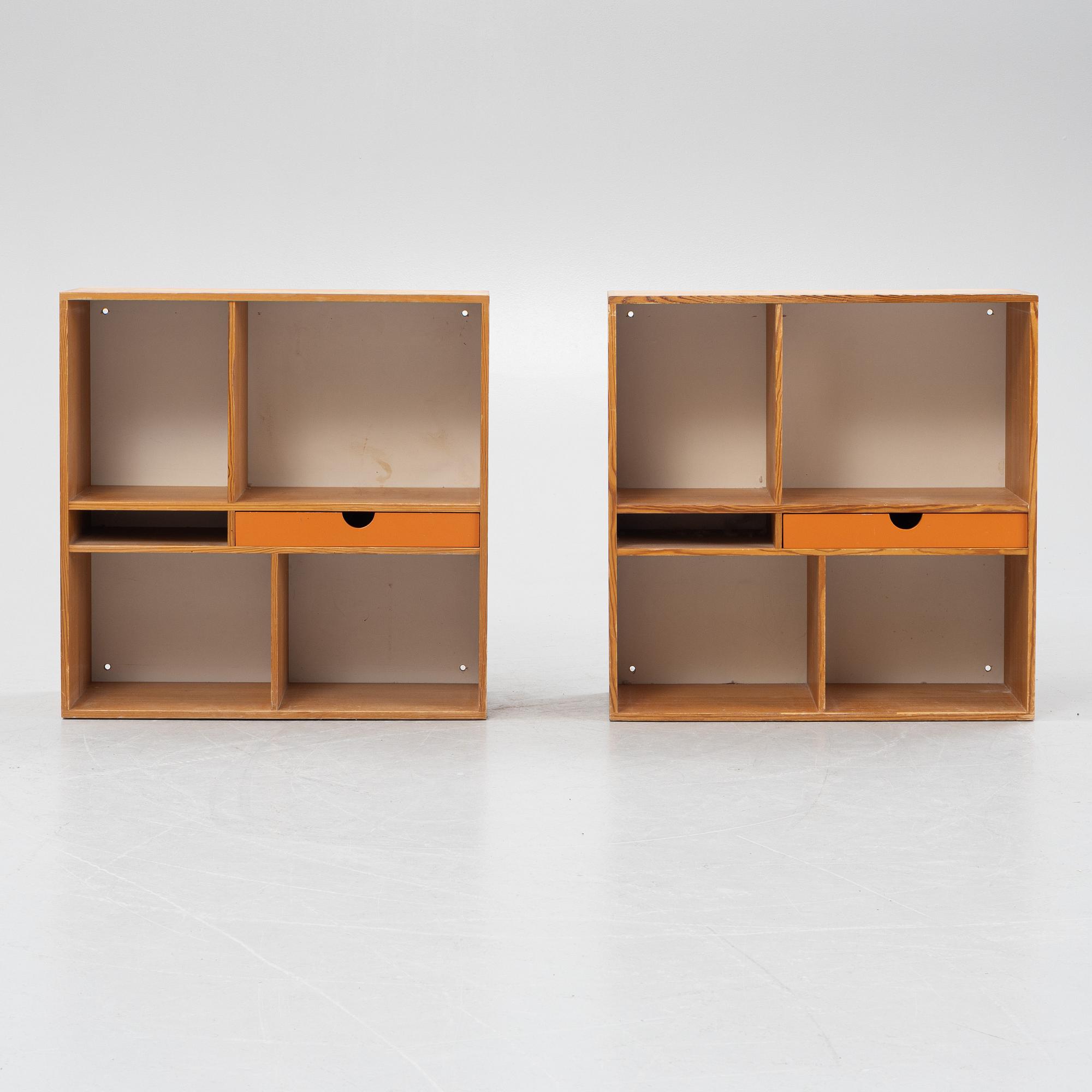 A pair of bedside tables / shelf modules, 1950s-60s.