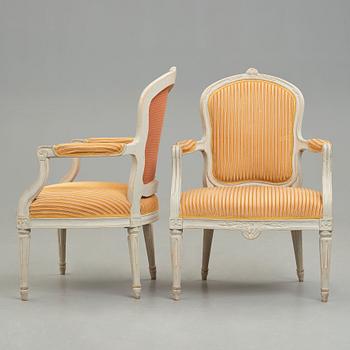 A pair of Gustavian 1770/80's armchairs.