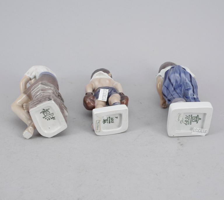 FIGURINER, 3 st, porslin, Dahl Jensen, Dankmark.