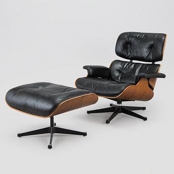 Charles and Ray Eames, a 1960s 'Lounge chair' and stool for Herman Miller.