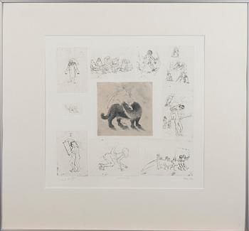 OUTI HEISKANEN, etsaus ja akvatinta, signeerattu ja päivätty -80 ja numeroitu K IV.