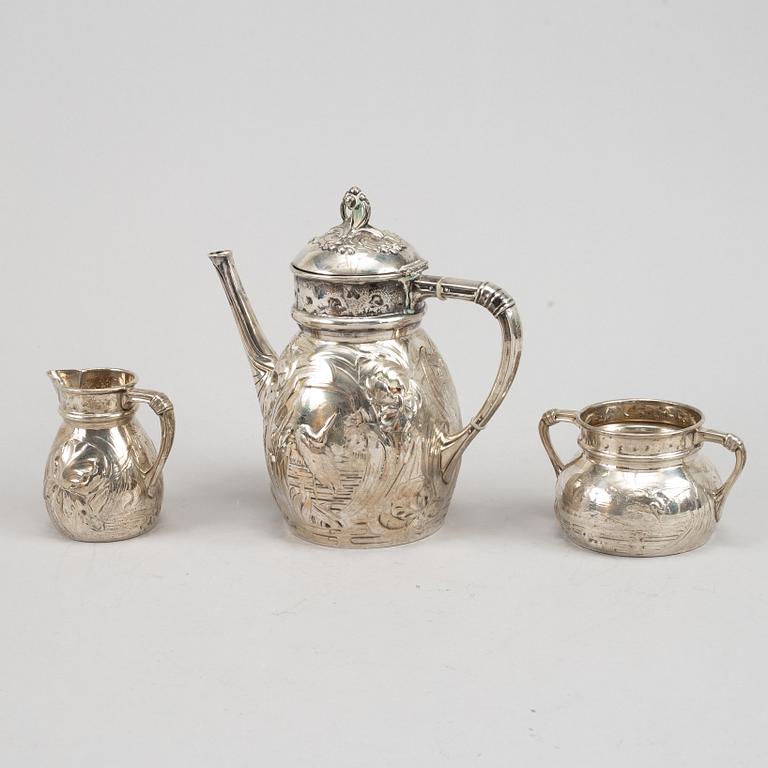 Emil Oscar Möller, kaffeservis, 3 delar, silver. Malmö 1907.