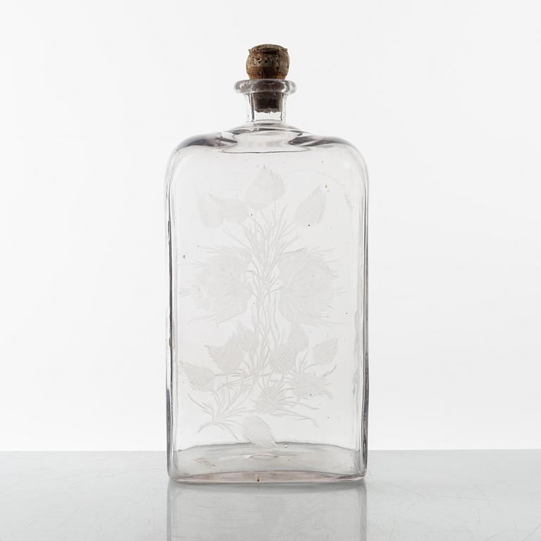 An engraved vodka bottle, later part of the 19th century.