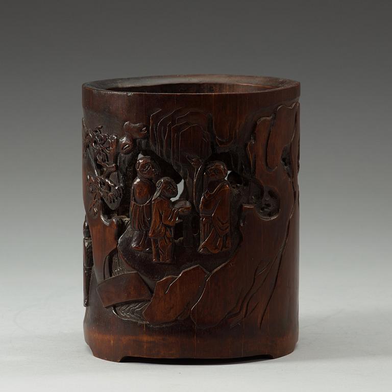 PENSELVAS, bambu. Kina, troligen sen Qing dynastin (1644-1912).