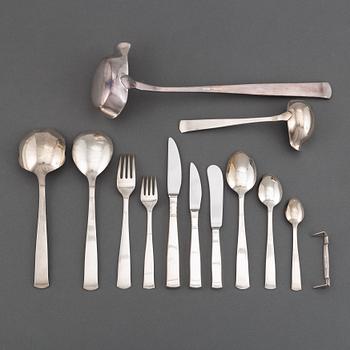 Jacob Ängman, an 86-piece silver flatware service 'Rosenholm', GAB, Sweden.