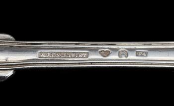 SKEDAR, 5 st, silver, "Engelsk snäck", A. Lundqvist, Stockholm 1835. Totalvikt 418 g.