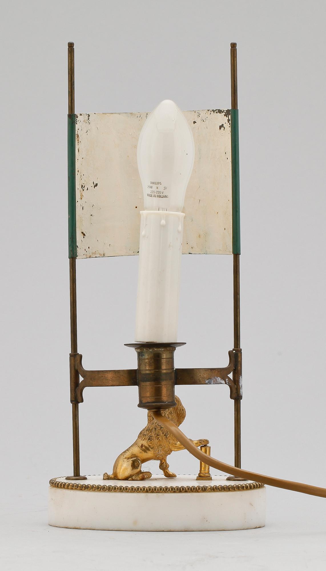 LÄSLJUSSTAKE, marmor, mässing, sengustaviansk, tidigt 1800-tal.