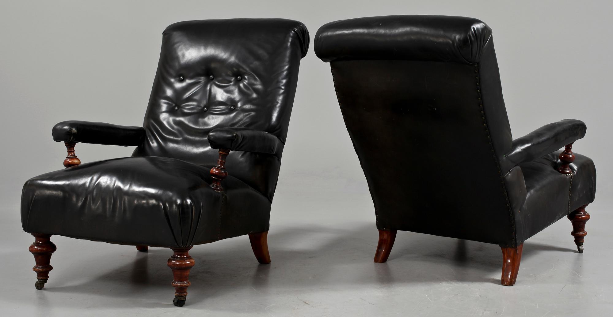 FÅTÖLJER, ett par, 1800-talets andra hälft.