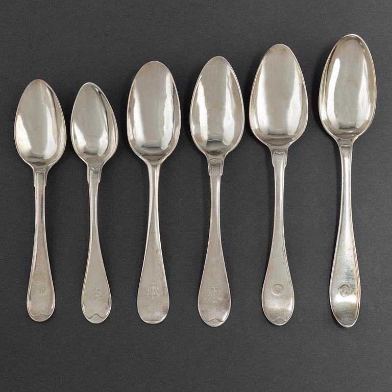 22 silver spoons, Sweden 18th/19th century.